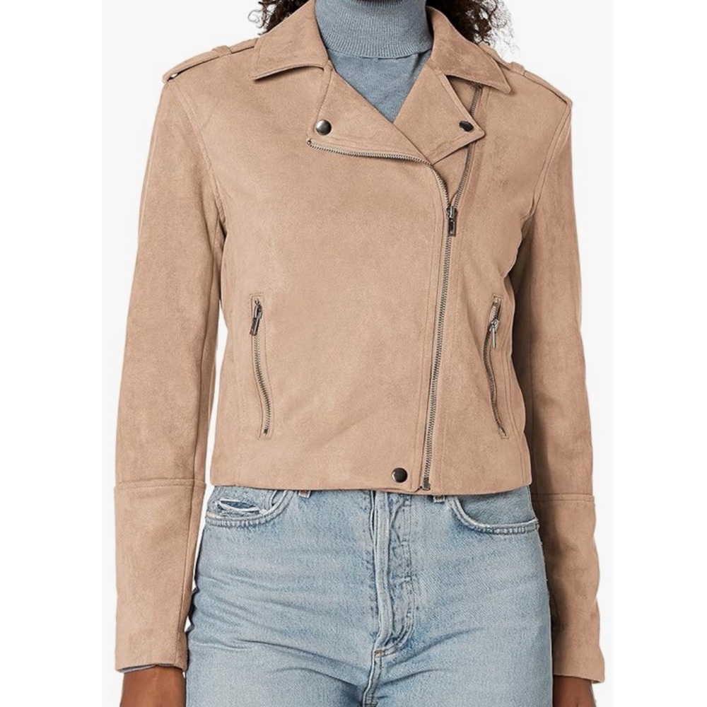 BB Dakota tan faux suede moto jacket Neutral Size S Motorcycle jacket Vegan